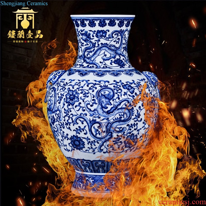 Jingdezhen ceramic hand-painted archaize famille rose porcelain vase new Chinese style living room porch household TV ark adornment furnishing articles