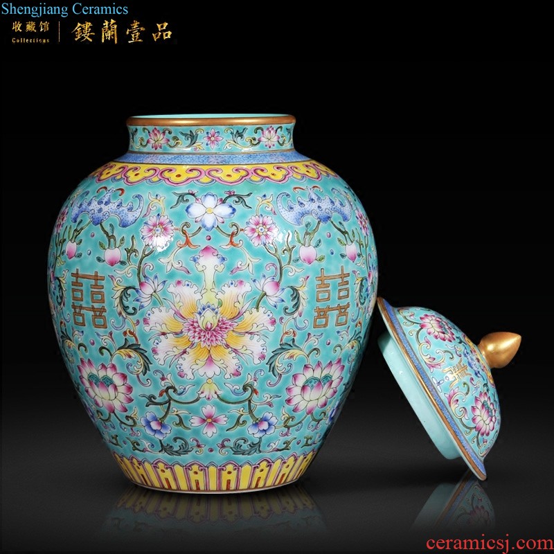 Jingdezhen imperial kiln chinaware imitation grilled qianlong pastel flowers best deer lines double ears sitting room collect adornment furnishing articles