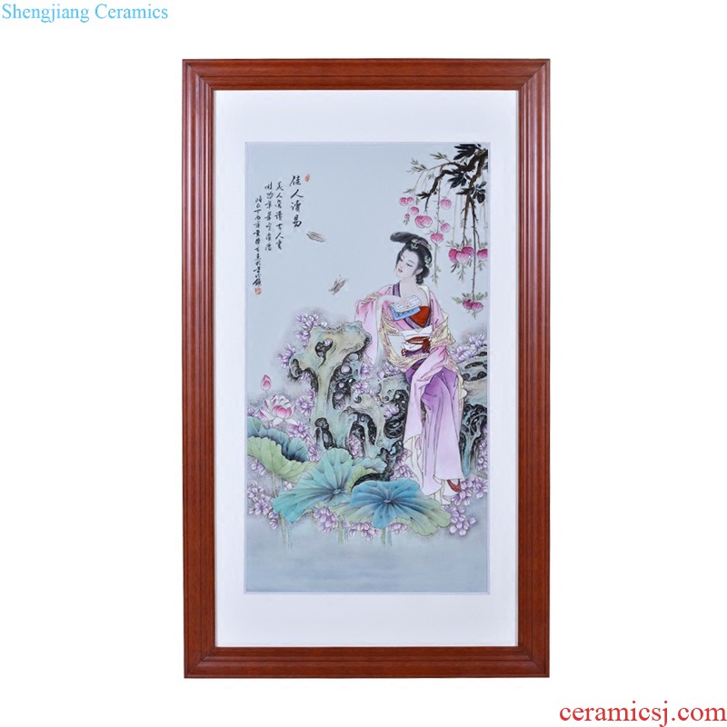 Jingdezhen ceramics hand-painted pastel new Chinese style household adornment sitting room sofa setting wall porcelain partition hang a picture