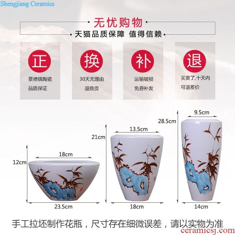 Jingdezhen ceramic furnishing articles Manual celadon vase ears zen new sitting room of Chinese style household decoration process