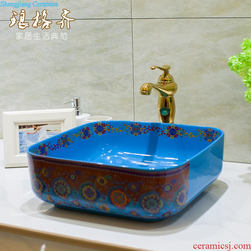 Koh larn, qi stage basin to square the basin that wash a face the sink ceramic sanitary ware art basin yellow butterfly flower