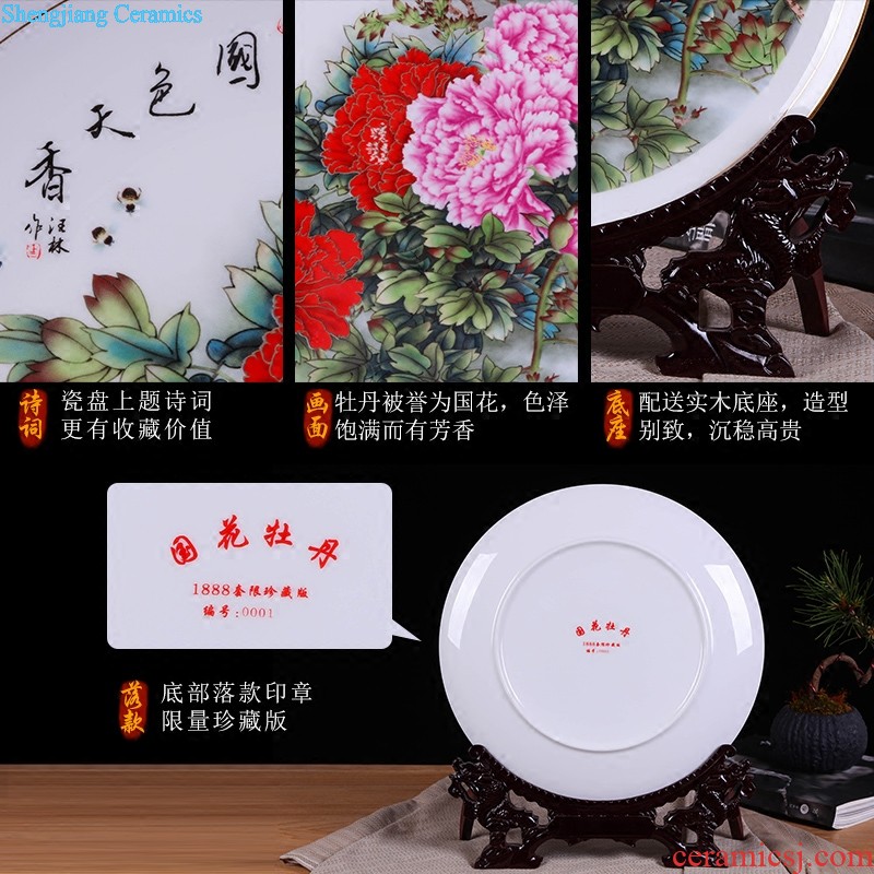 Jingdezhen ceramics landing a large vase hand-painted lotus furnishing articles villa hotel decoration crafts are sitting room