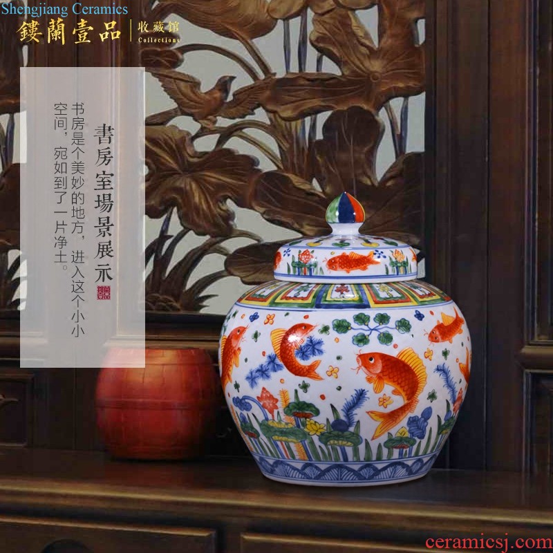 Jingdezhen ceramic bucket color flower vase sitting room the bedroom TV ark of new Chinese style household decorative items furnishing articles