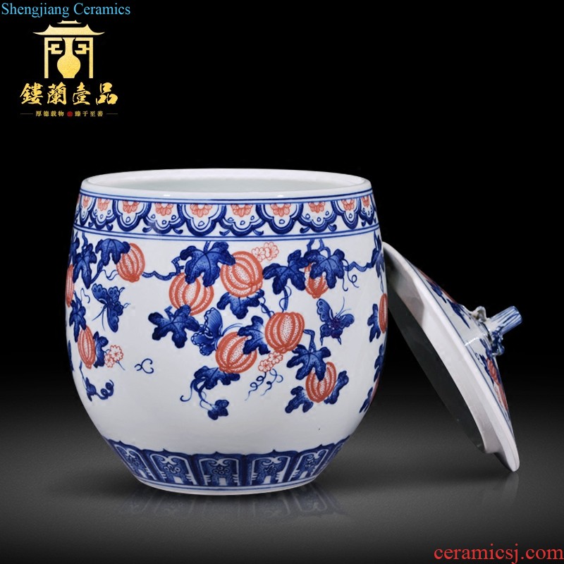 Jingdezhen ceramics hand-painted heavy pastel large caddy prosperous ITO sitting room adornment collection furnishing articles