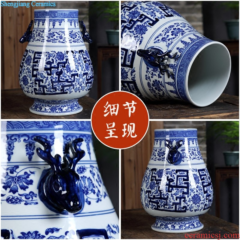 Jingdezhen ceramics vase furnishing articles hand-painted pastel live long and proper Chinese style household flower arrangement sitting room adornment