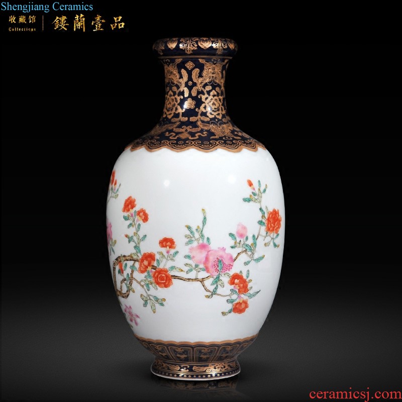 Imperial kiln jingdezhen ceramic imitation qing qianlong pastel hollow-out yunlong ears garlic bottles of sitting room adornment collection furnishing articles