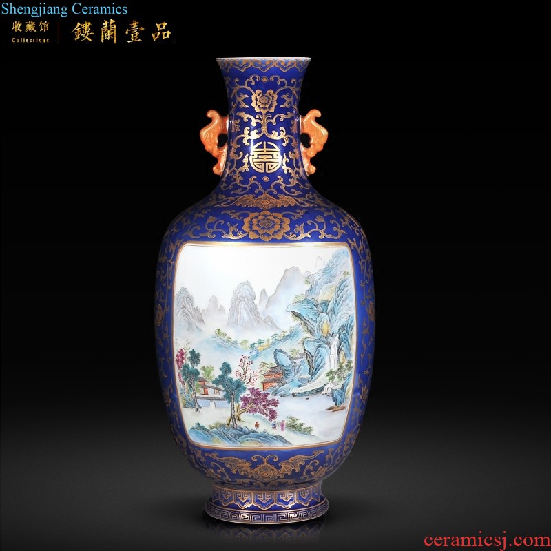 Jingdezhen imperial kiln chinaware imitation qing qianlong pastel ensemble figure anise vase sitting room adornment is placed