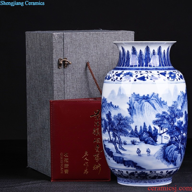 Jingdezhen ceramic storage tank snacks pot cover caddy archaize 20 jins barrel of blue and white porcelain decorative household items