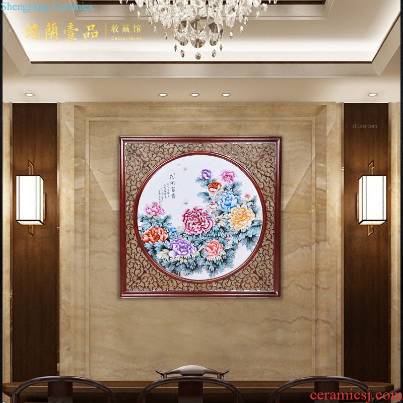 Jingdezhen ceramics hand-painted flowers adornment metope porcelain plate hang a picture to Chinese mural home furnishing articles in the living room