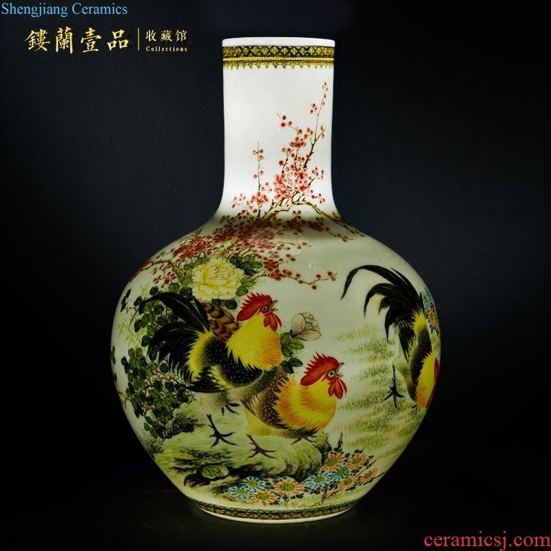 Jingdezhen ceramics imitation qing qianlong blue-and-white youligong red dragon grain bottle of new Chinese style household sitting room adornment is placed