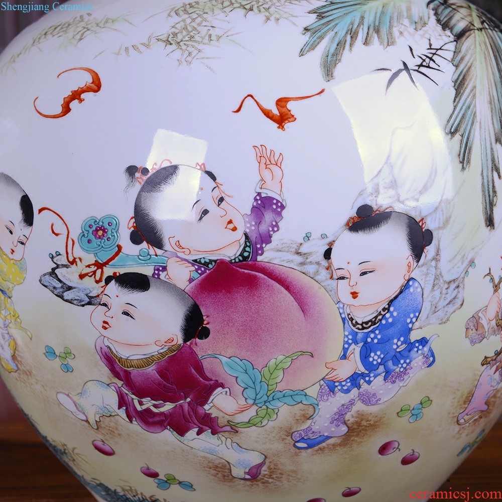 Large vase large hand-painted porcelain of jingdezhen ceramics new Chinese style household living room TV cabinet decoration