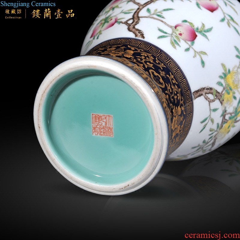 Jingdezhen imperial kiln chinaware archaize yongzheng pastel peony celestial big vase sitting room home furnishing articles