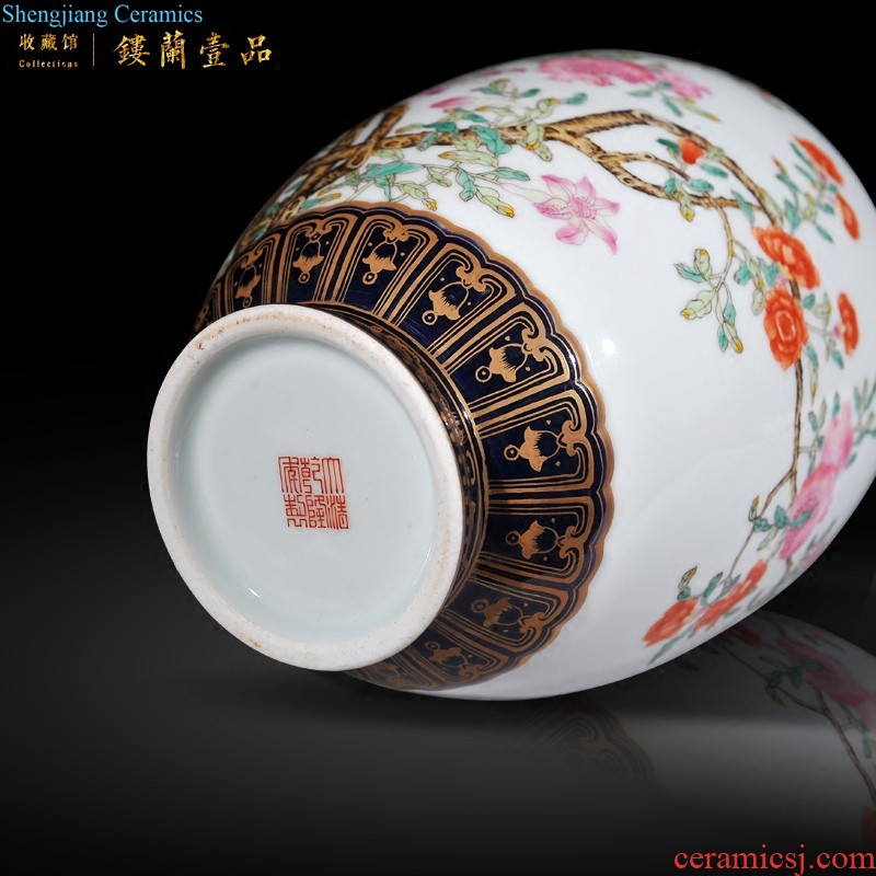 Imperial kiln jingdezhen ceramic imitation qing qianlong pastel hollow-out yunlong ears garlic bottles of sitting room adornment collection furnishing articles