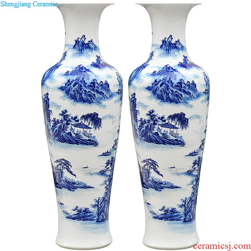 Jingdezhen ceramics by hand draw lotus flower vase furnishing articles sitting room of Chinese style household rich ancient frame flower decorations