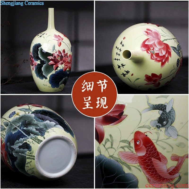 Jingdezhen ceramics hand-painted harmony landing large vases, home sitting room hotel villa decorations furnishing articles