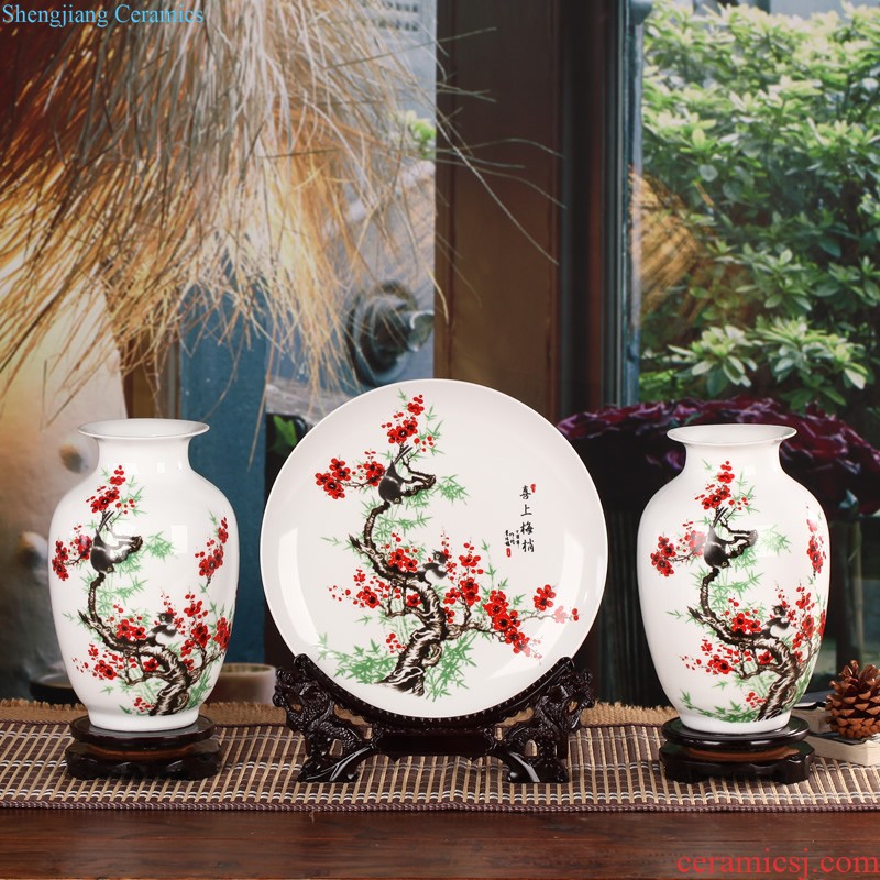 Jingdezhen ceramic blue vase manually contracted style living room TV ark flower arranging household handicraft furnishing articles