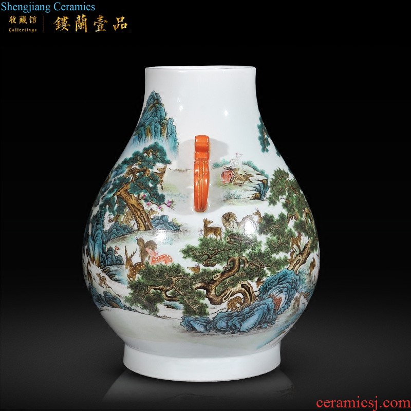 Jingdezhen ceramics imitation qing qianlong blue-and-white in longfeng pot-bellied vases, Chinese style living room home decoration furnishing articles