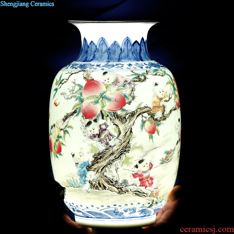 Jingdezhen ceramics hand-painted scenery mei bottle vases, flower arranging Chinese style household crafts living room TV cabinet furnishing articles