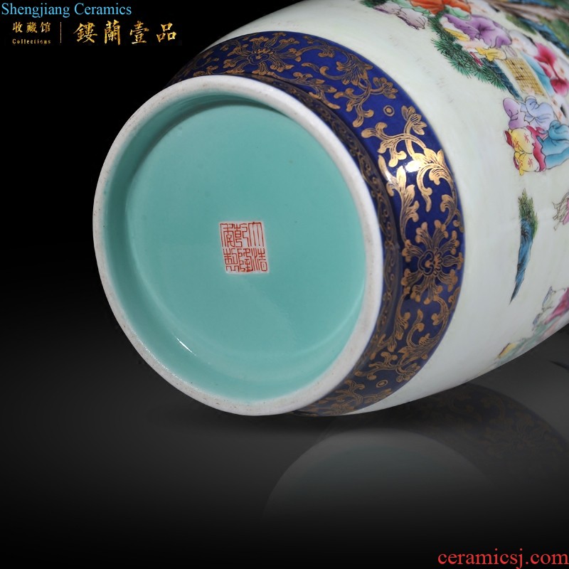 Jingdezhen imperial kiln chinaware imitation qianlong ji LAN colour turn more heart bottles of the sitting room decorates household furnishing articles every year