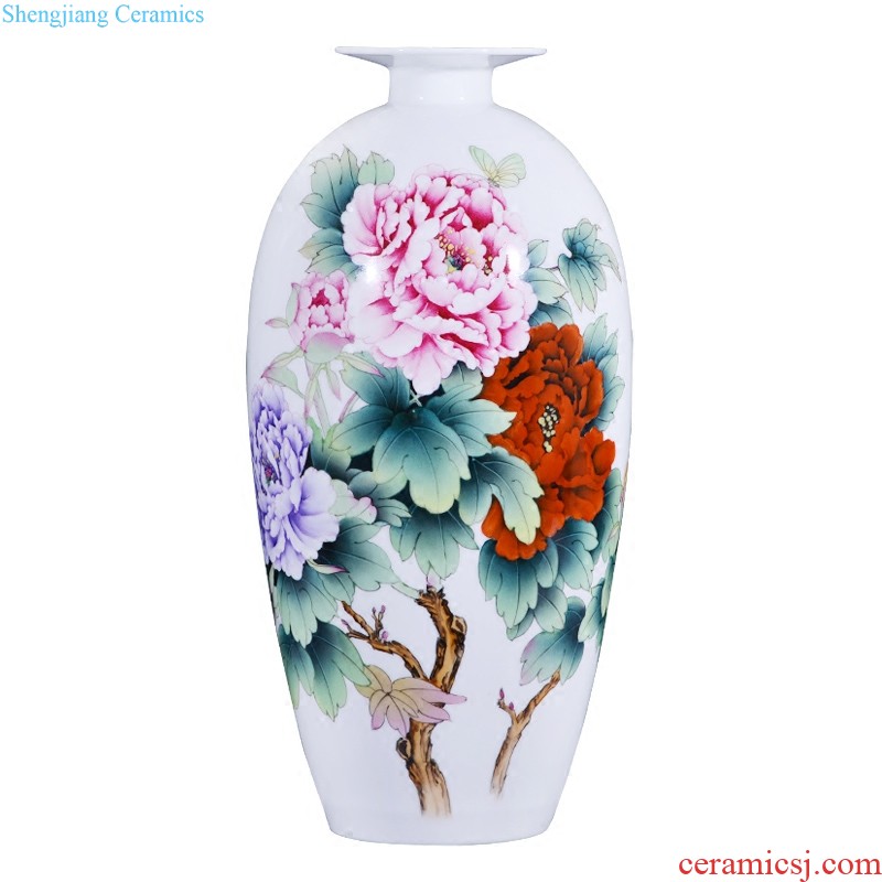 Jingdezhen ceramics famous hand-painted pearl color big vase collection of Chinese contemporary and contracted sitting room adornment is placed