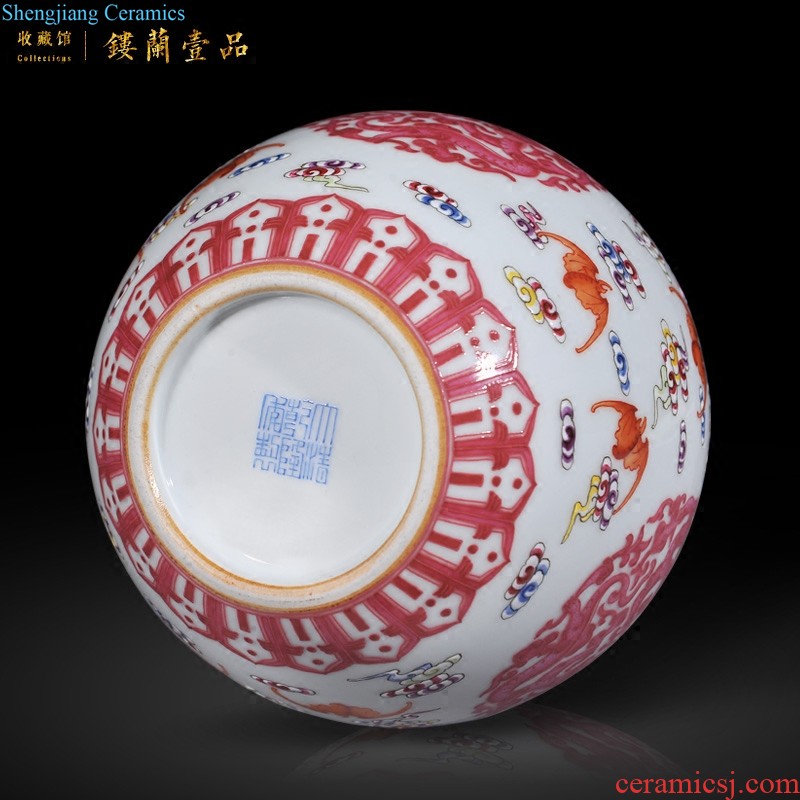 Jingdezhen imperial kiln chinaware imitation qing qianlong coral red colour flower bottle gourd sitting room adornment collection furnishing articles