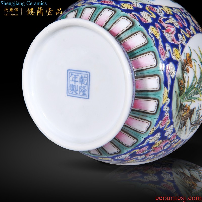 Jingdezhen imperial kiln chinaware blue colour imitation qing qianlong offering dragon mei bottles of sitting room decorative home furnishing articles collection