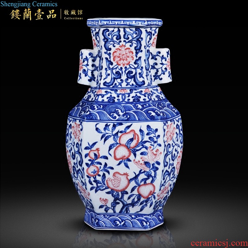 Jingdezhen ceramics archaize qianlong blue-and-white youligong red dragon grain collection furnishing articles home decoration design the living room