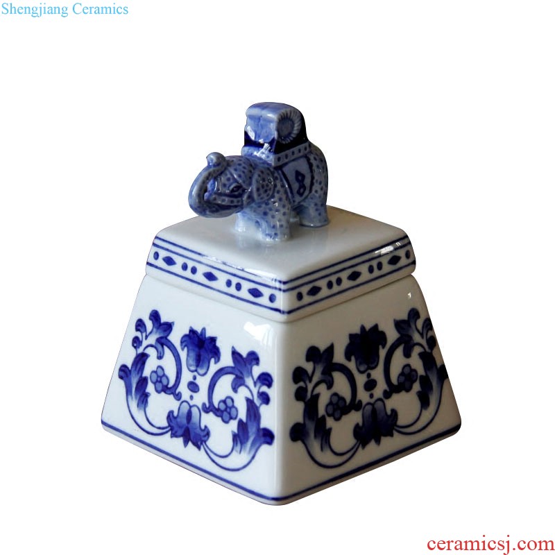 | jingdezhen blue and white ceramics/rain tong household contracted round ceramic pot furnishing articles Household adornment ornament