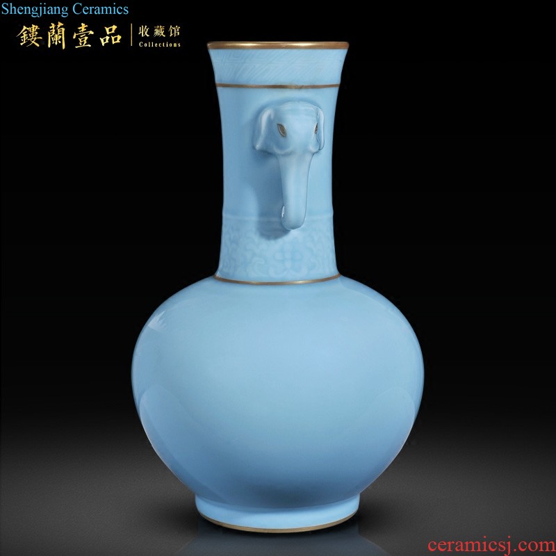 Blue and white peach jingdezhen ceramics imitation qing qianlong grain the general pot of new Chinese style home furnishing articles sitting room