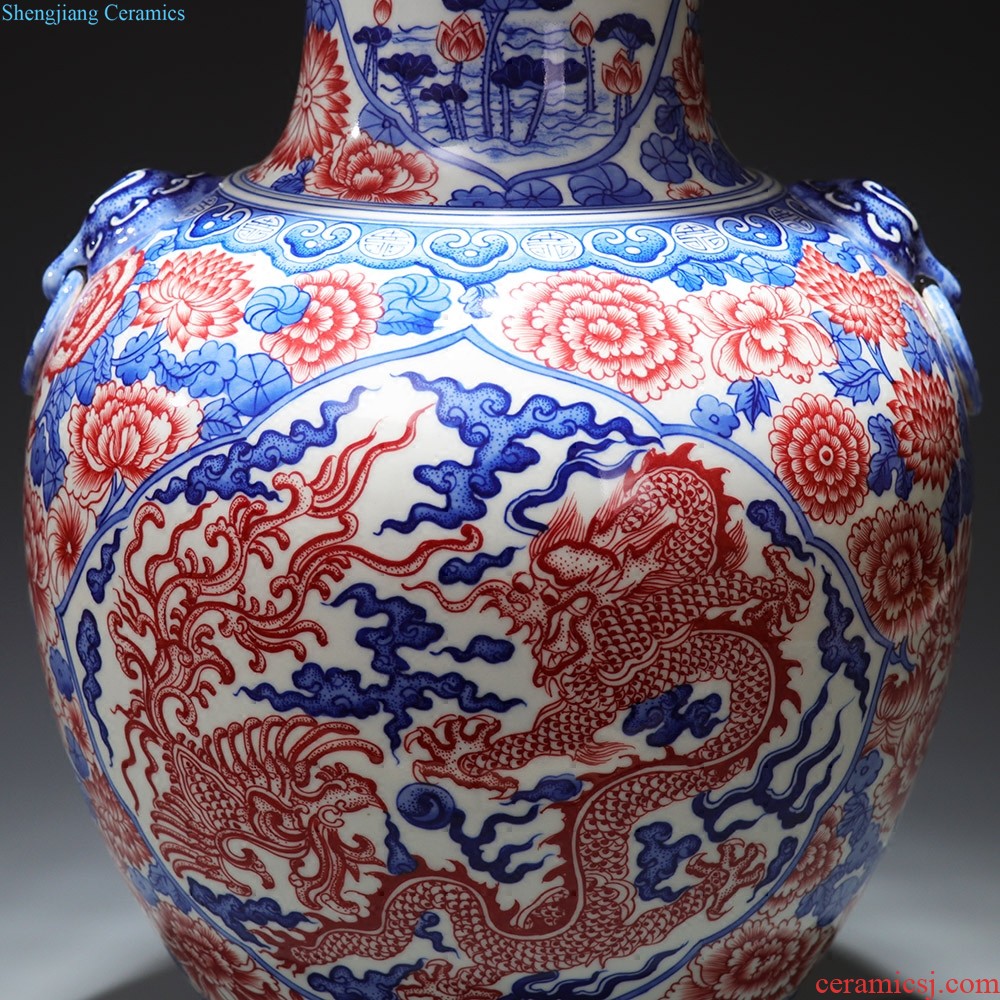 Jingdezhen ceramics and exquisite knife clay under the green glaze hand-painted color vases, flower arranging flowers is contemporary and contracted sitting room