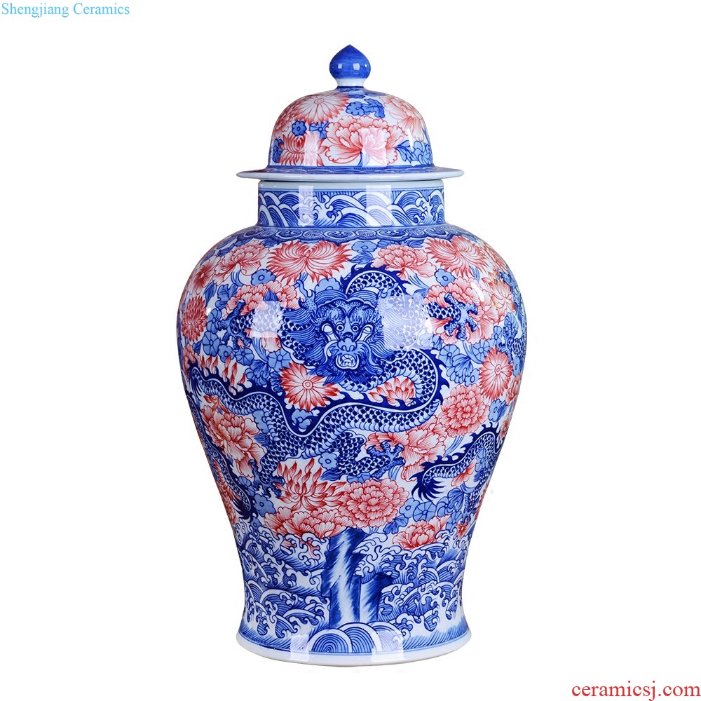 Jingdezhen ceramics vase hand-painted flower arranging furnishing articles of Chinese style living room TV cabinet decoration porcelain home decoration