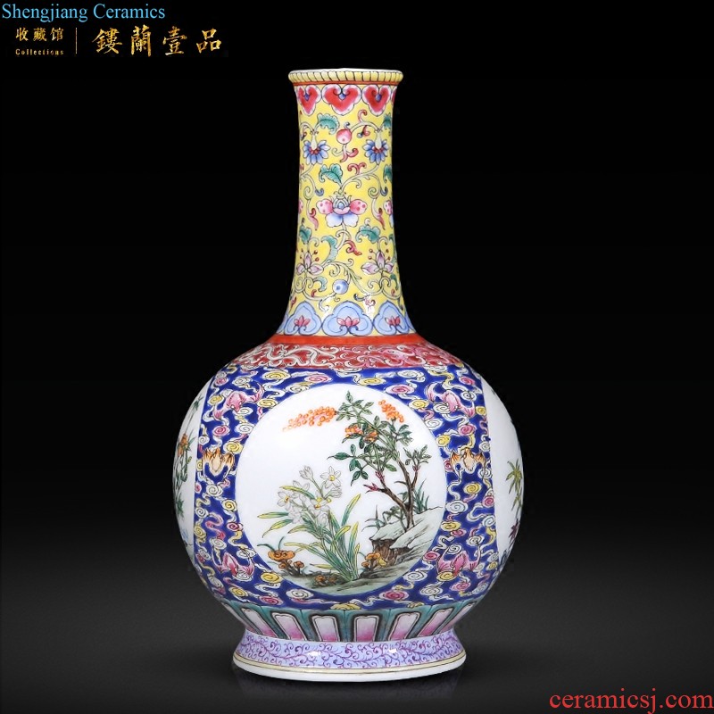 Jingdezhen imperial kiln chinaware blue colour imitation qing qianlong offering dragon mei bottles of sitting room decorative home furnishing articles collection