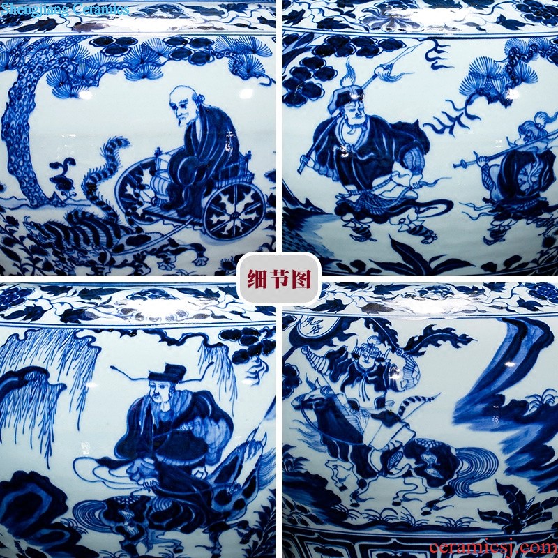 Cb27 large aquarium goldfish turtle of blue and white porcelain of jingdezhen ceramics to heavy cylinder fish bowl turtle cylinder feng shui porcelain