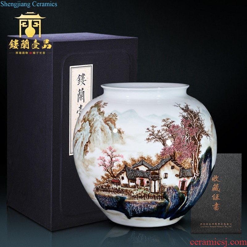 Jingdezhen ceramics archaize qing qianlong yellow ground 巩红 ssangyong gourd vases, sitting room home furnishing articles