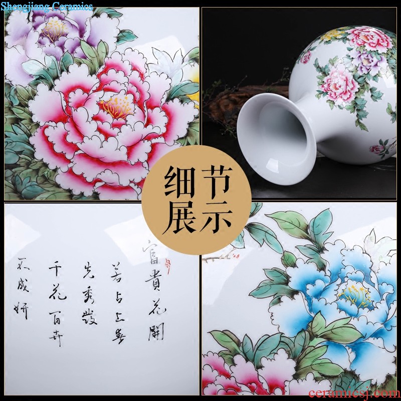 Jingdezhen ceramics vase Famous hand-painted flowers peony vases, flower implement the sitting room is the study of new Chinese style furnishing articles