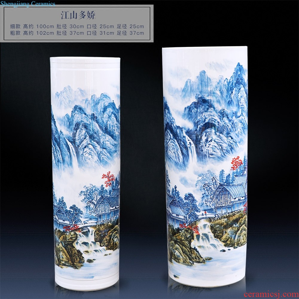 Famous master of jingdezhen ceramics hand-painted color TV sitting room adornment ark furnishing articles under glaze blue and white porcelain vase