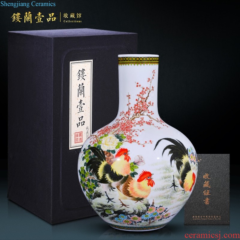 Jingdezhen ceramics imitation qing qianlong blue-and-white youligong red dragon grain bottle of new Chinese style household sitting room adornment is placed