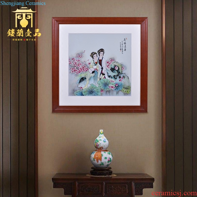 Jingdezhen blue and white porcelain plate painting landscape four screen hand-painted ceramics of new Chinese style adornment home furnishing articles in the living room