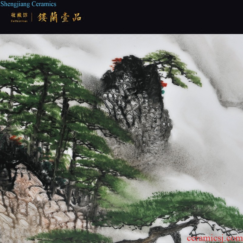 Master of jingdezhen ceramics hand-painted porcelain plate painting freehand brushwork in traditional Chinese landscape four screen decorative painter in the sitting room is placed