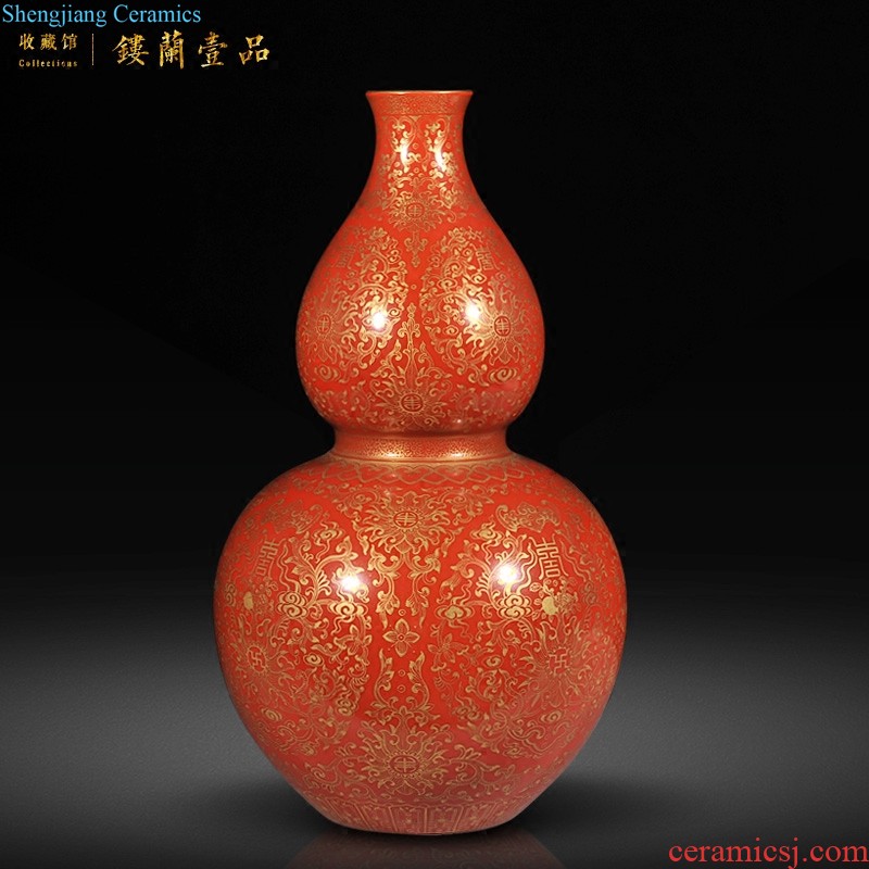 Jingdezhen imperial kiln chinaware imitation qing qianlong pastel alum red colour collection of celestial vase sitting room adornment furnishing articles