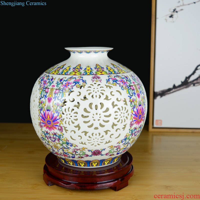 Jingdezhen crystalline glaze ceramic vase dried flowers flower arrangement sitting room european-style table creative household soft adornment is placed