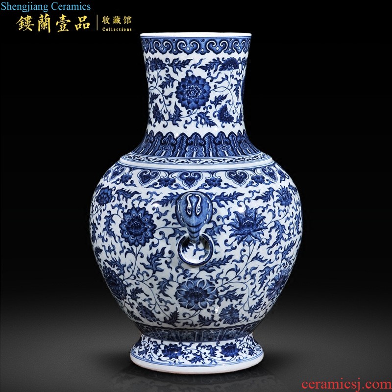 Jingdezhen ceramics imitation of yuan blue and white guiguzi down big pot sitting room of Chinese style household adornment home furnishing articles