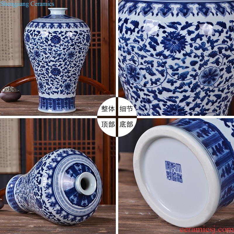 Jingdezhen chinaware bottle plum modern blue and white porcelain vase Chinese flower arranging home decoration sitting room TV ark furnishing articles