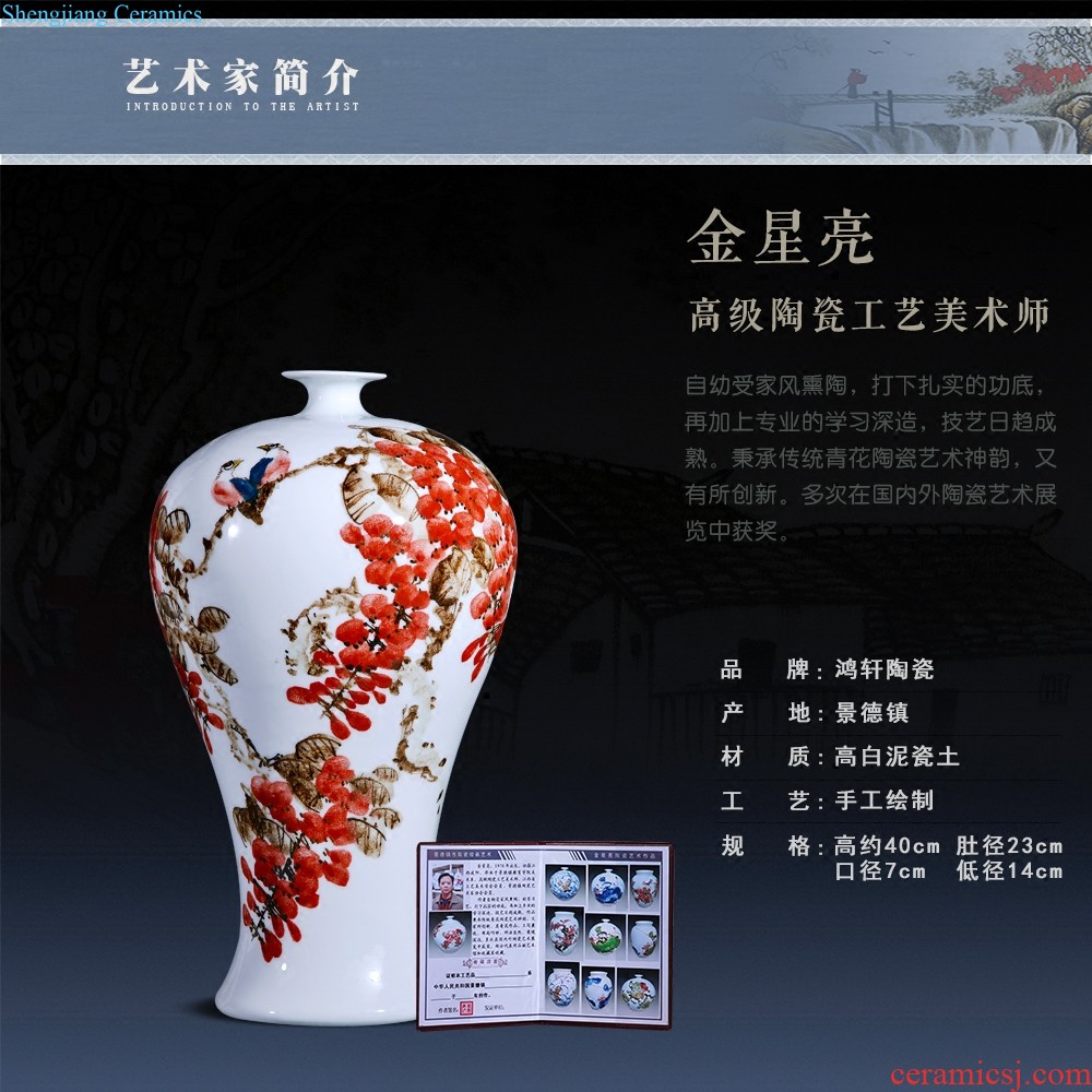 Master of jingdezhen ceramics hand-painted enamel vase means safe relief bamboo modern home sitting room adornment is placed