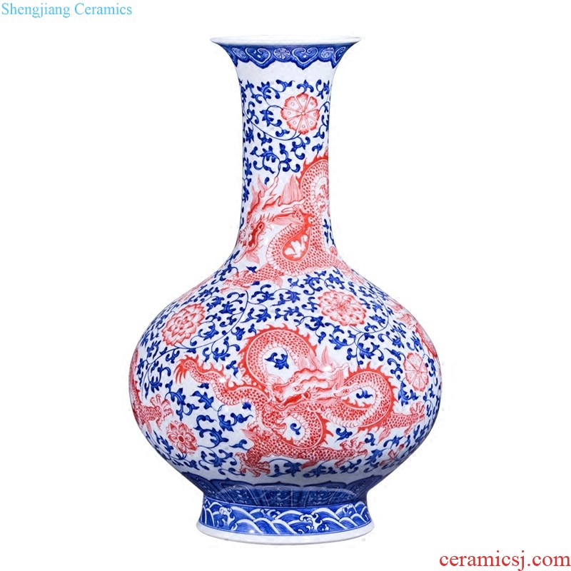 Jingdezhen ceramics archaize qianlong pastel green space around branch grain mei bottles of sitting room home decoration collection furnishing articles