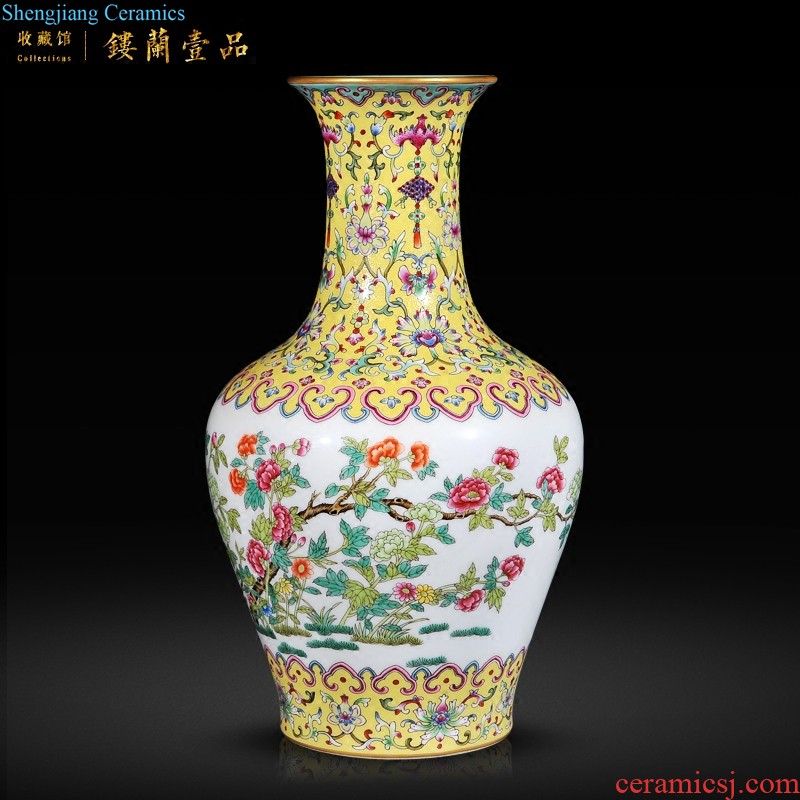 Jingdezhen ceramics imitation qing jiaqing emperor kiln enamel with the peach flowers poetry collection furnishing articles sitting room