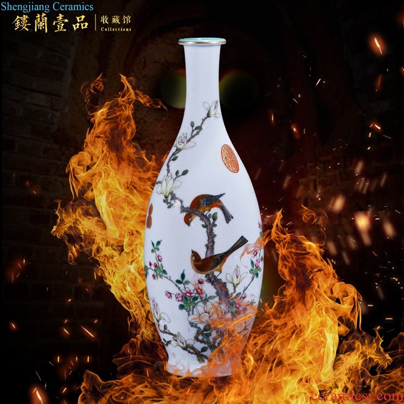 Jingdezhen ceramics antique blue-and-white bound branch lotus lion shell of large vases, Chinese style household decorations furnishing articles