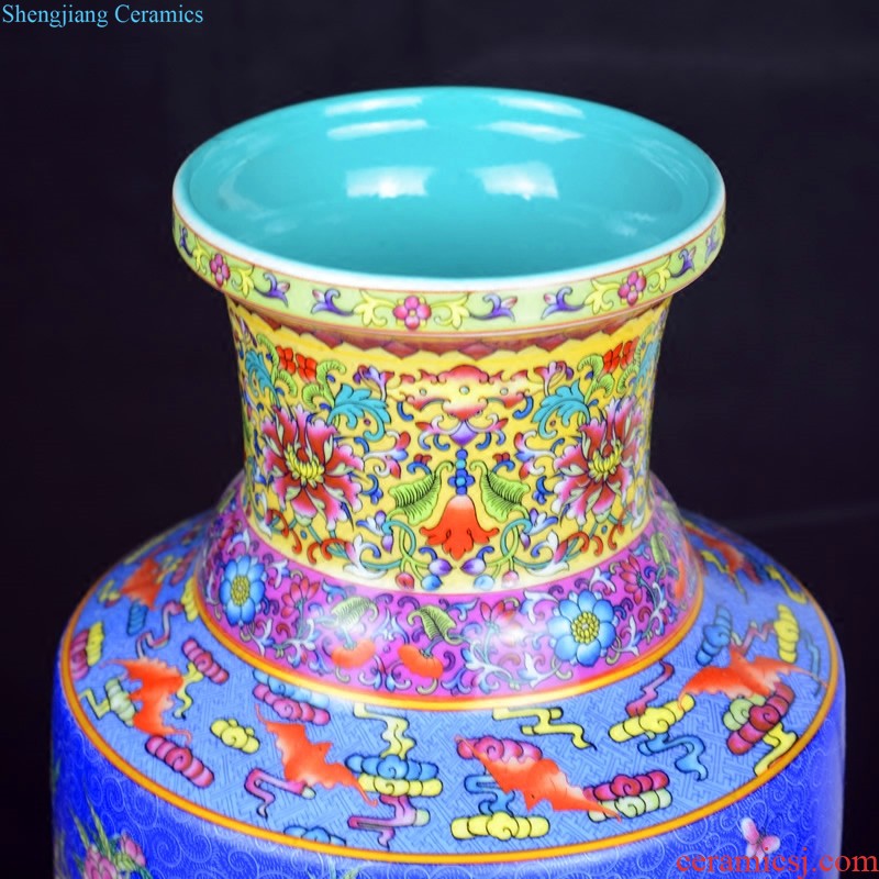 Jingdezhen ceramics celebrity hand-painted big sitting room rich ancient frame of new Chinese style household vase flower adornment furnishing articles