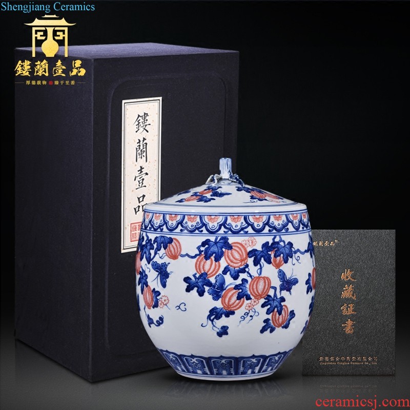 Jingdezhen ceramics hand-painted heavy pastel large caddy prosperous ITO sitting room adornment collection furnishing articles