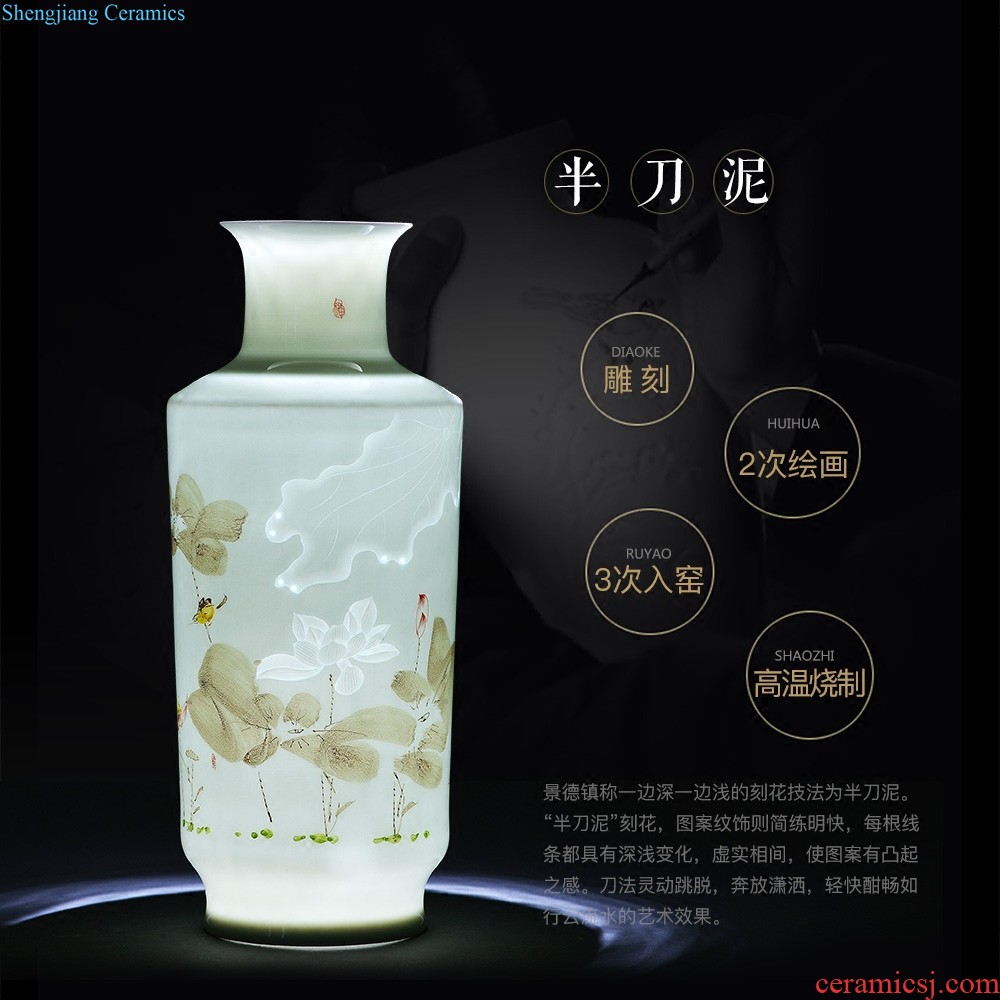 Jingdezhen ceramic vase furnishing articles archaize kiln crack glaze blue and white porcelain vase gourd classical household adornment